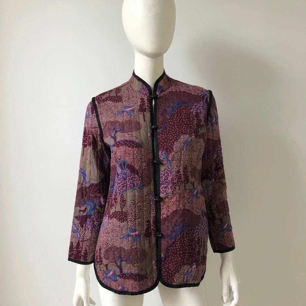 VTG Vintage 1970s / 70s Quilted Jacket Bird Nature Pattern